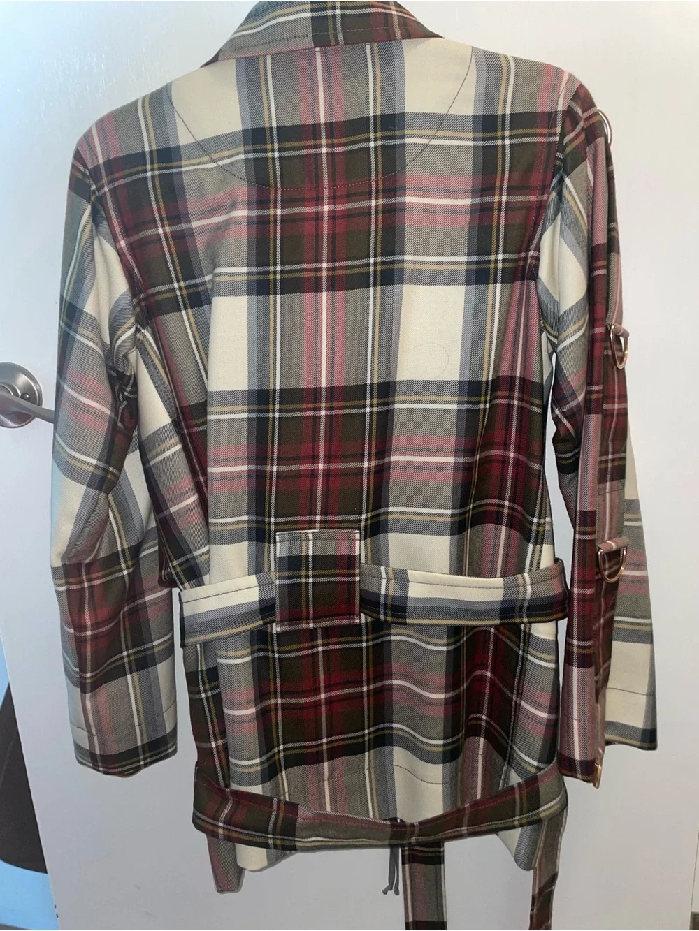 Vivienne Westwood Plaid Multi-Color Belted & Zip Up Jacket